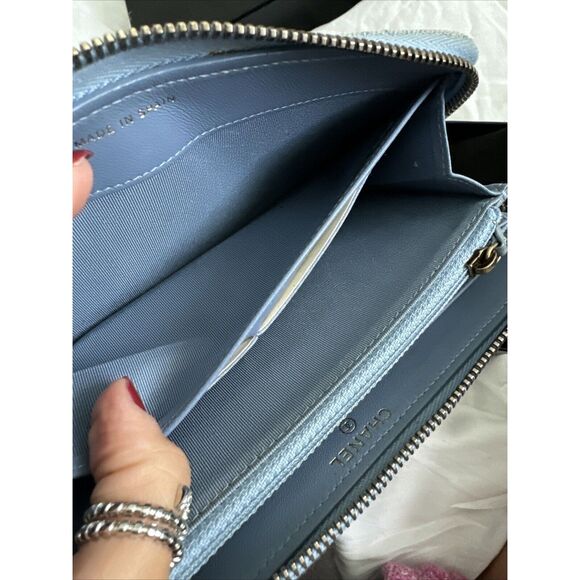 CHANEL Denim Quilted Zip Around Wallet W/Box & Dust Bag - Picture 12 of 16